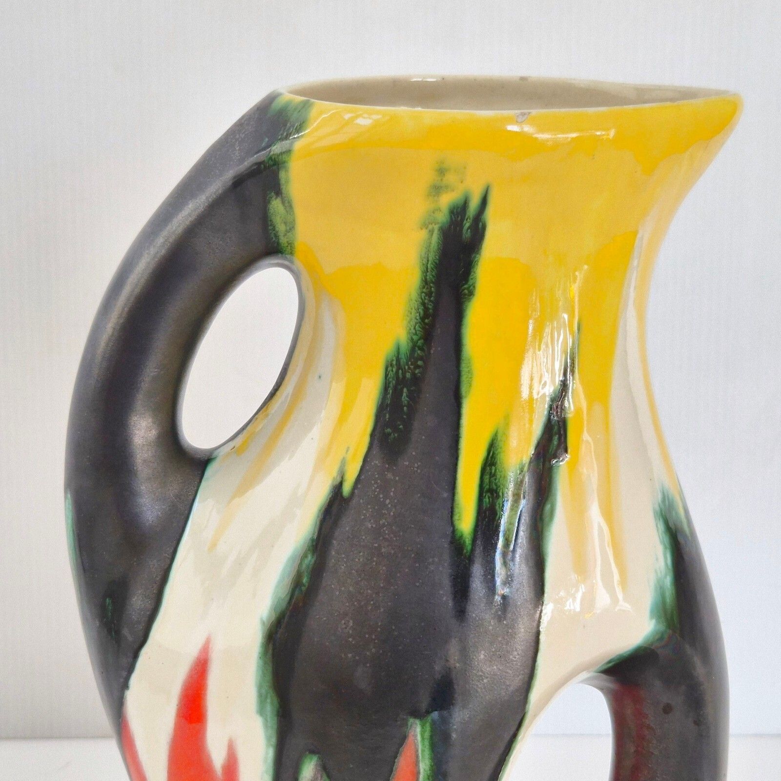 Vintage 1950s Pitcher Shaped Vase, Sainte Radegon De Touraine Ceramic, 1950s photo for sale