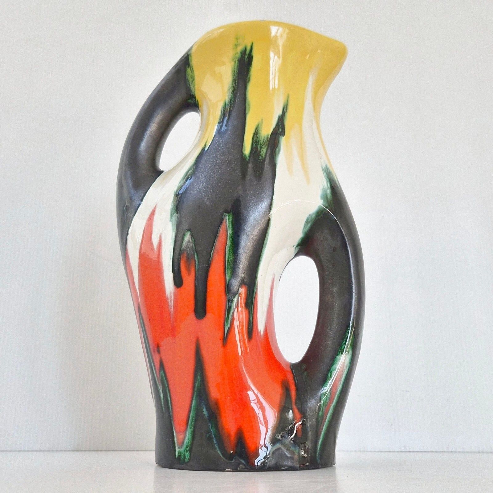 photo for sale Vintage 1950s Pitcher Shaped Vase, Sainte Radegon De Touraine Ceramic, 1950s