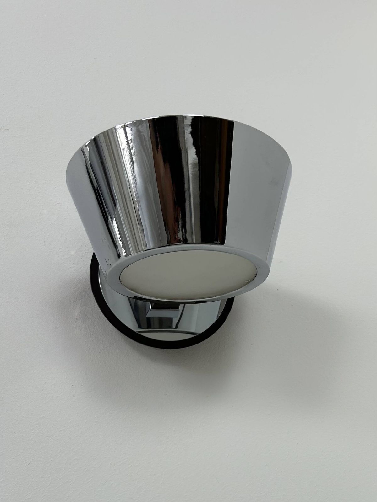 Pair Of Wall Lights In Chrome And Frosted Glass, France, 1970 photo buy