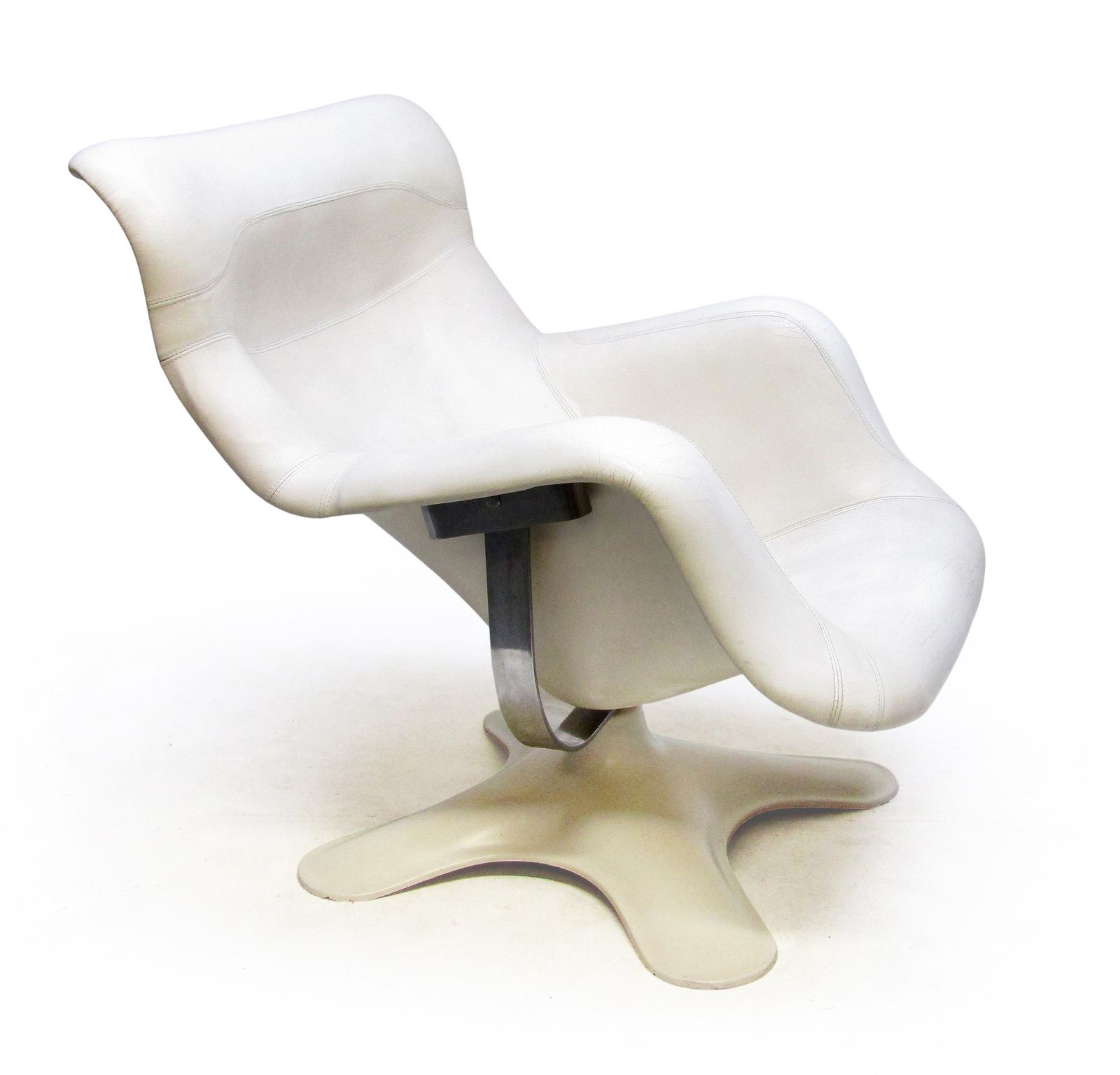 1960s Karuselli Lounge Chair In Ivory Leather By Yrjö Kukkapuro For Avarte
