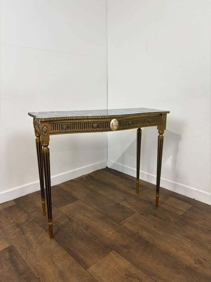 Vintage French Style Faux Marble Hall Table