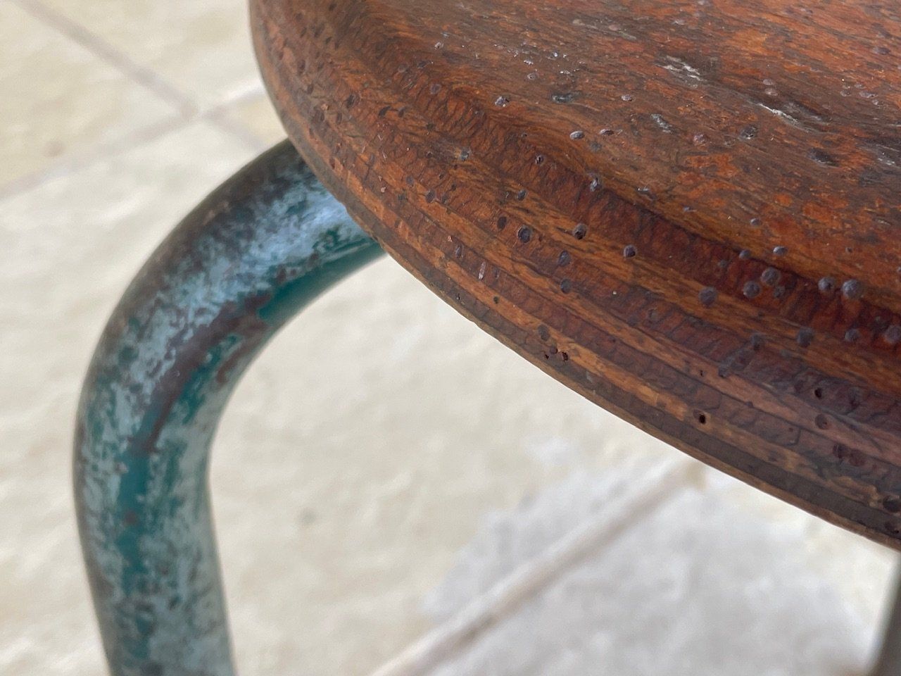 Furniture Mid Century, Vintage Tripod Stool In The Style Of Jean Prouvé, 1940s photo