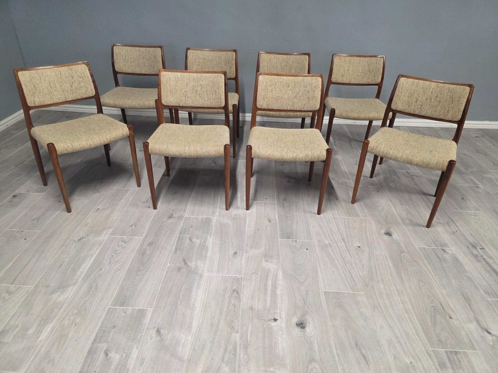 Set Of 8 Danish Rosewood Mid Century Dining Chairs By Niels Otto Moller photo furniture