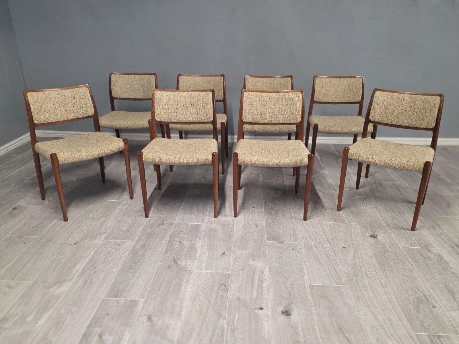 Set Of 8 Danish Rosewood Mid Century Dining Chairs By Niels Otto Moller photo 3800.0