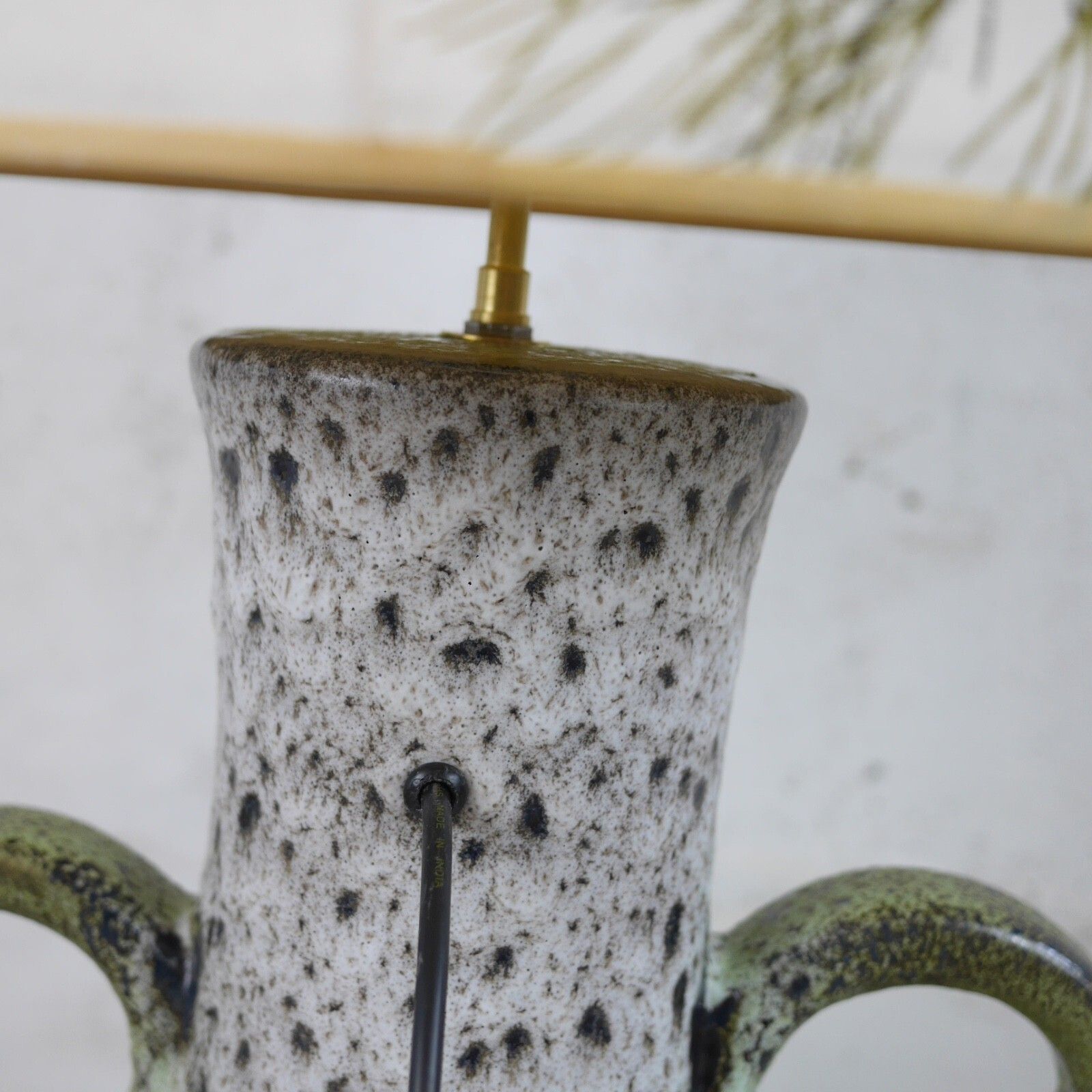 Mid Century Green Fat Lava Studio Pottery Floor Lamp Shade West Germany #103095 photo vintage