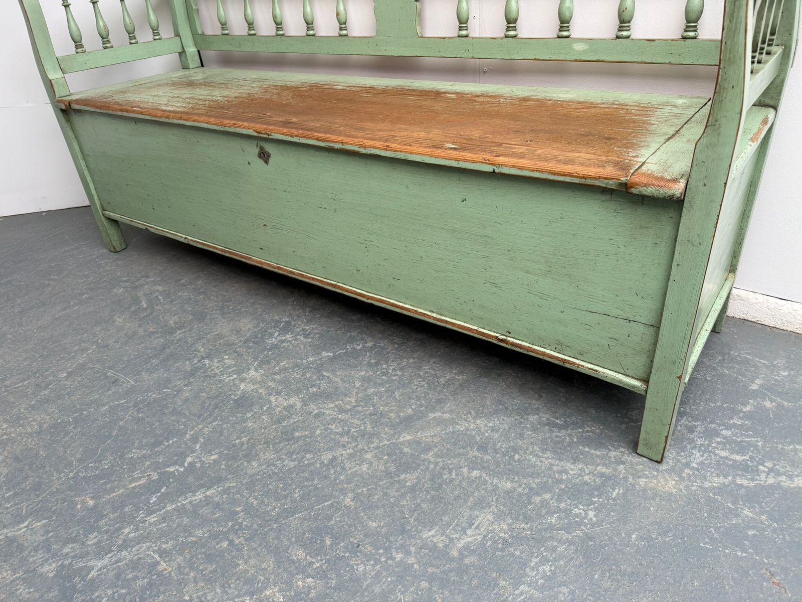 The Best Ever Painted Green Early Georgian Original Hungarian 3 Seater Bench photo Furniture
