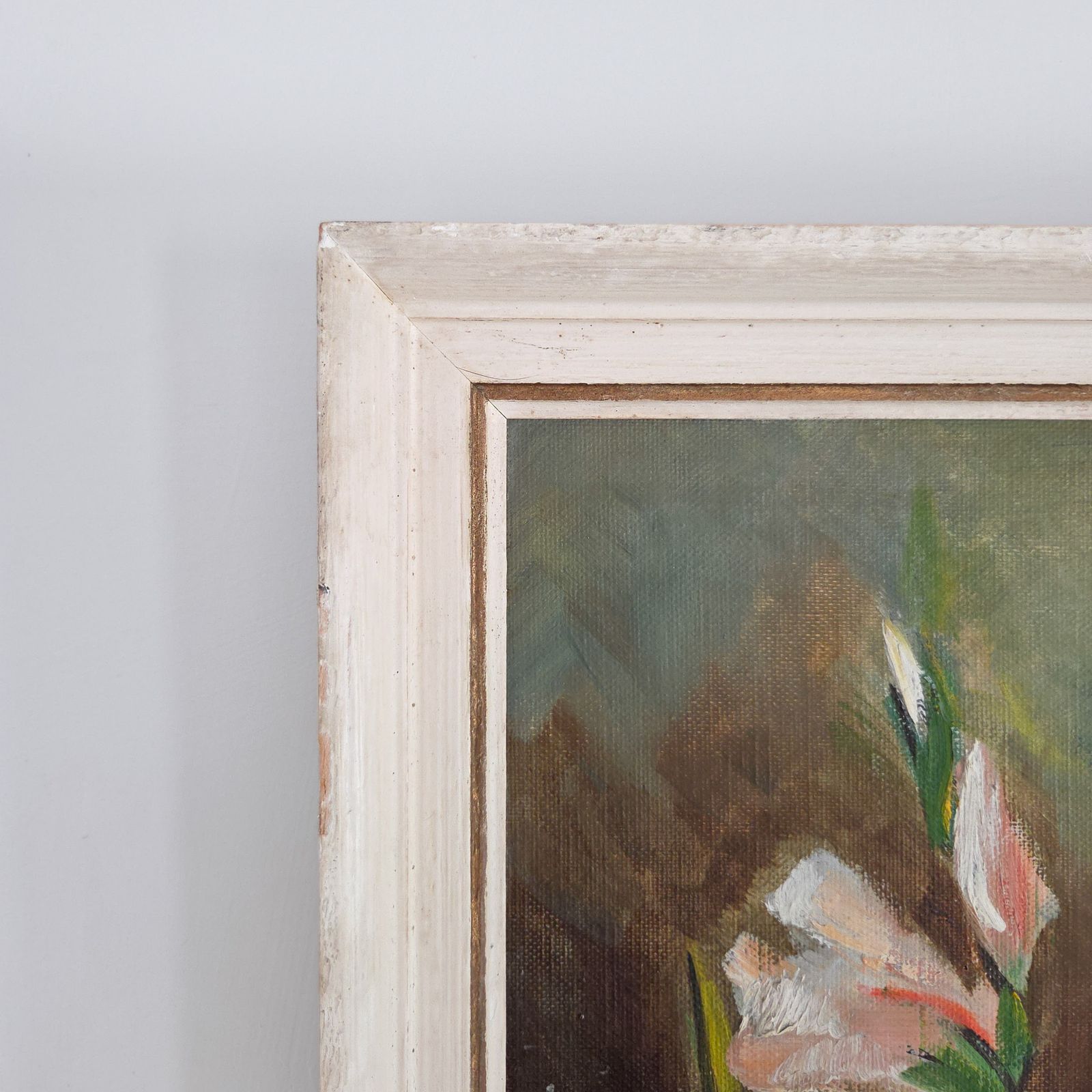 Mid Century Impresisonist Floral Oil Painting photo vintage