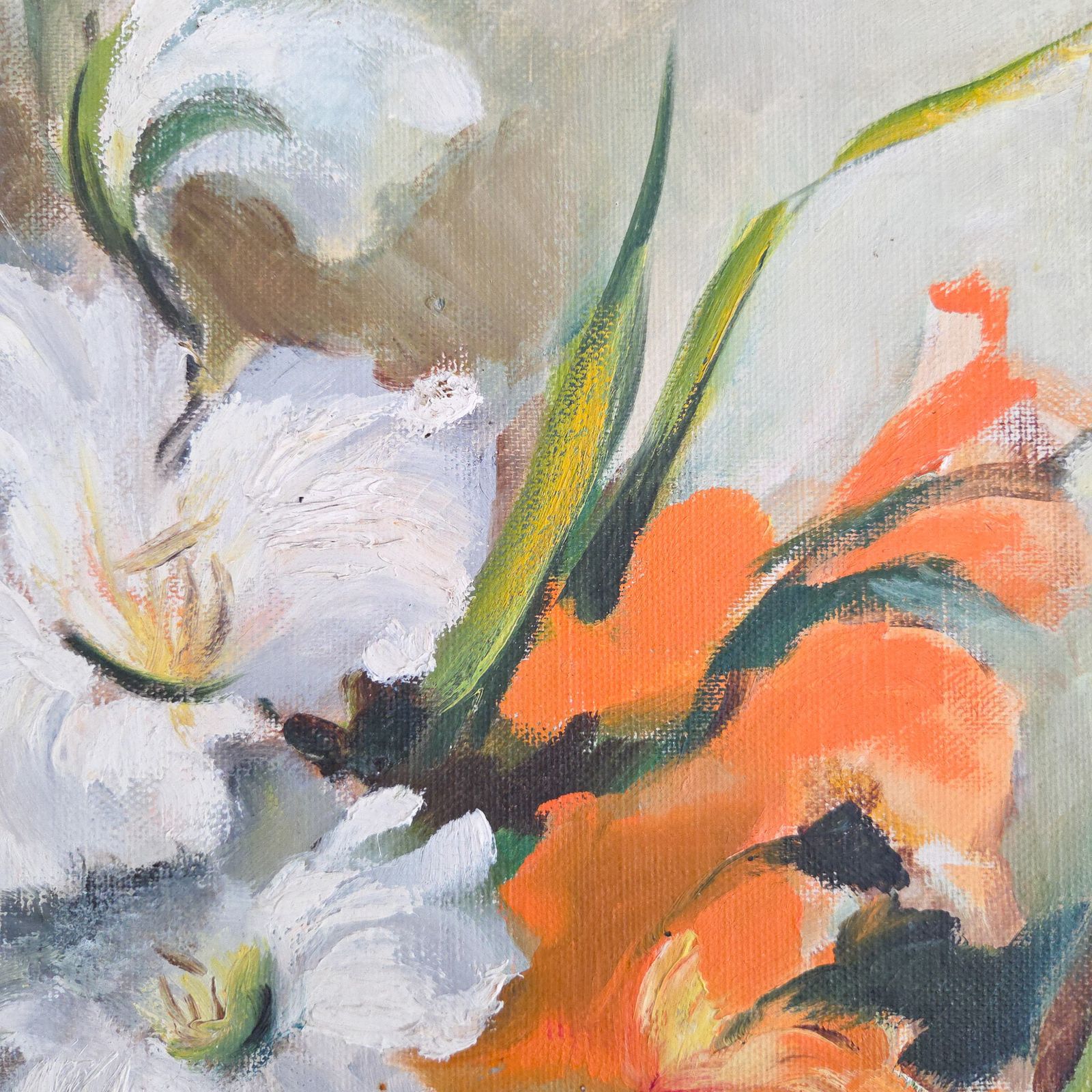 photo for sale Mid Century Impresisonist Floral Oil Painting