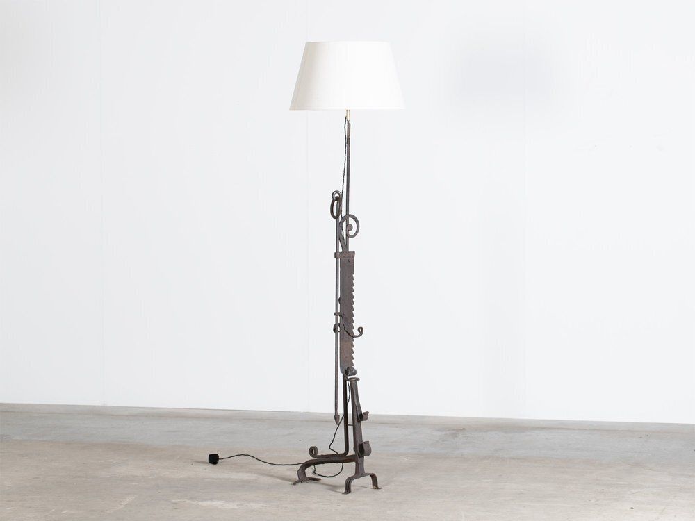 French Folk Art Floor Lamp, Early 20th Century photo furniture