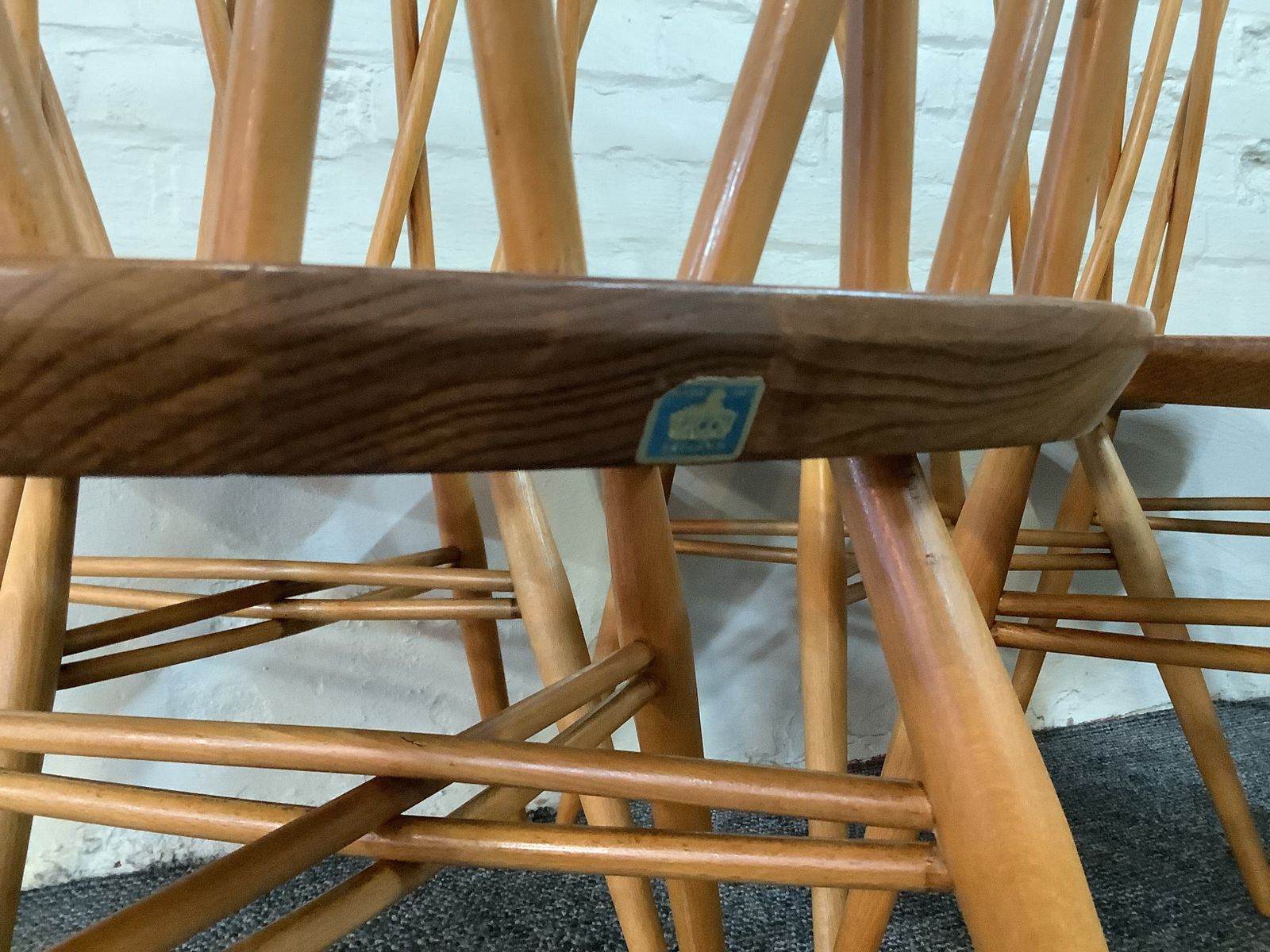 950.0 Set Of Six Ercol Windsor Candlestick Dining Chairs. photo