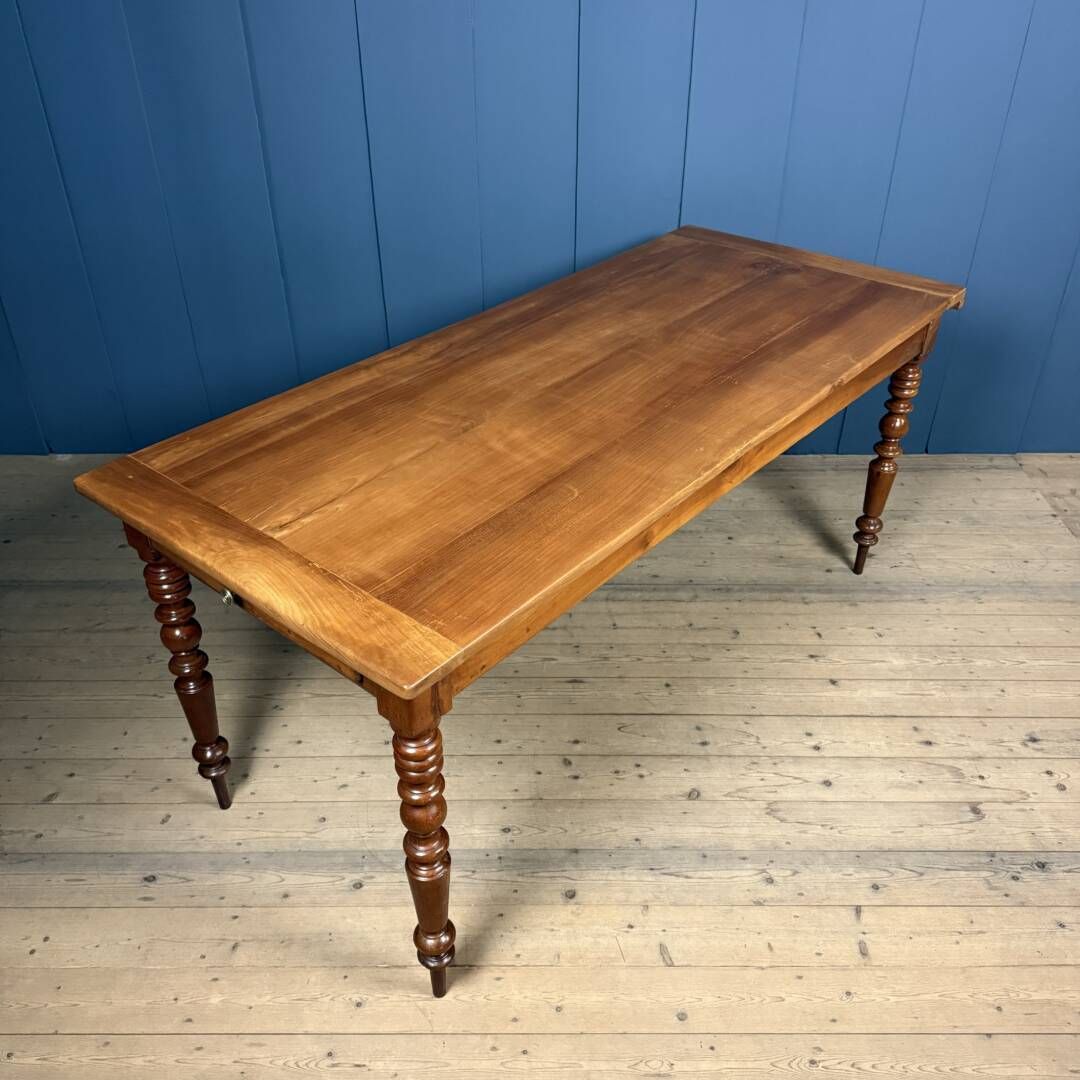 Antique Cherry Wood Dining Table From France photo furniture