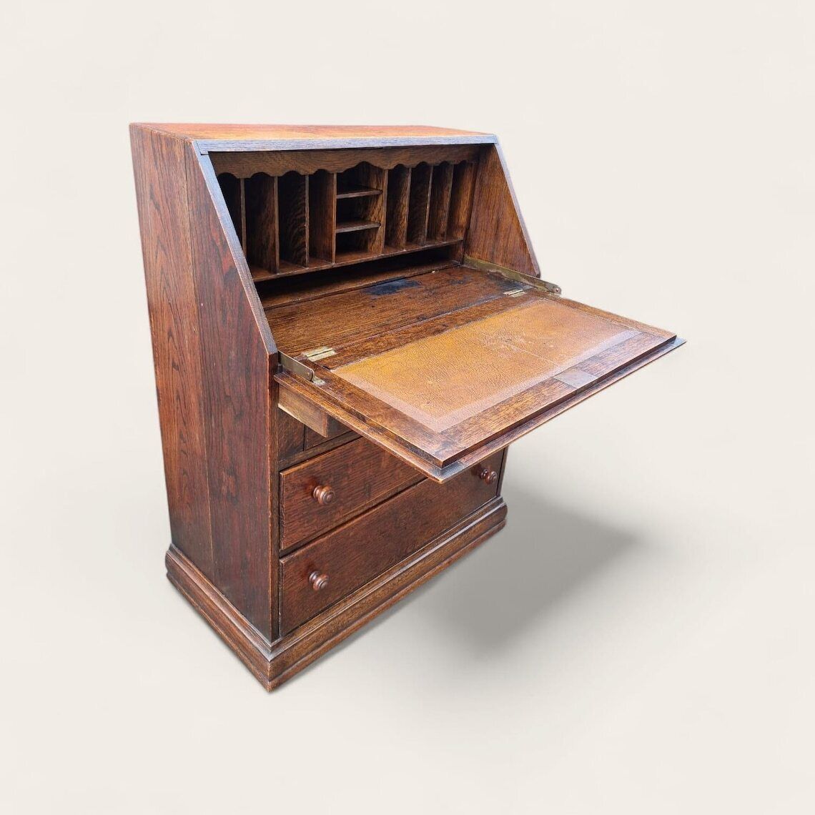 Vintage Oak Bureau Writing Desk / Traditional English Style / C.1940 photo 330.0