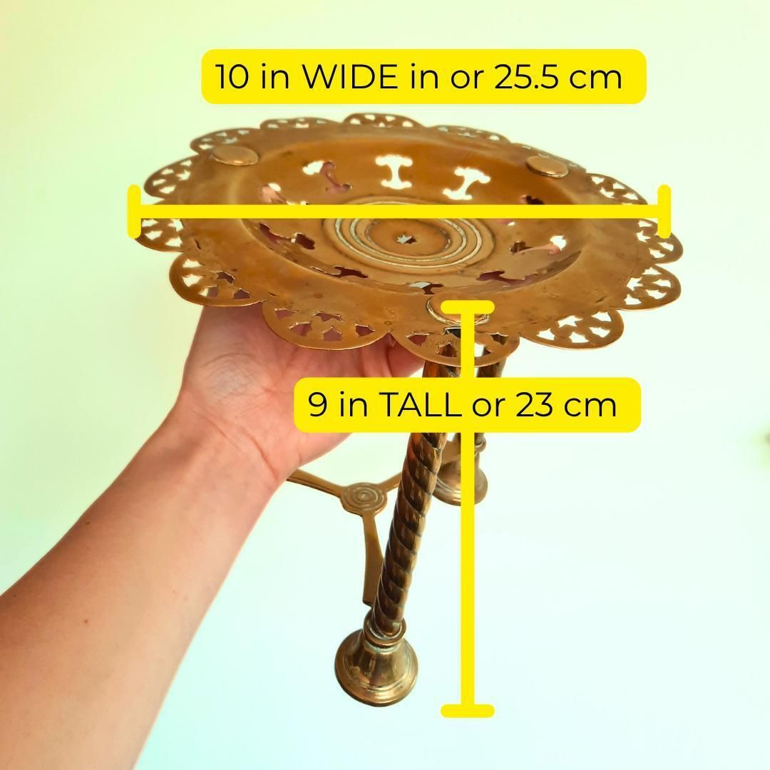 Tall Truly Antique Ornate Brass Plant Stand C Mid 1800's. Victorian Home Decor photo furniture