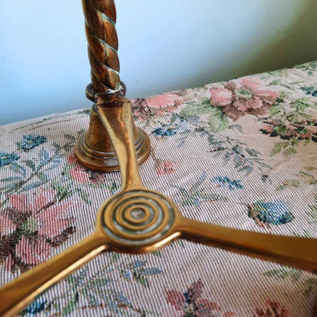 Tall Truly Antique Ornate Brass Plant Stand C Mid 1800's. Victorian Home Decor photo vinterior