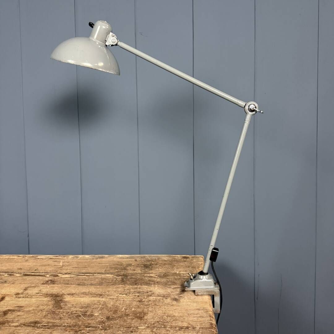 Grijze Twee Armige Kaiser Idell Klemlamp Model 6726 photo for sale