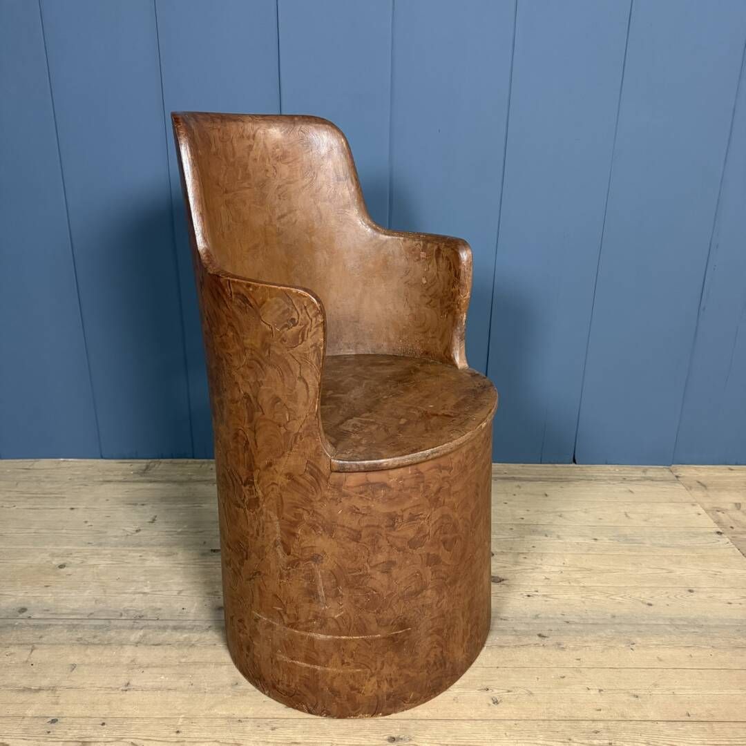 Old Swedish Painted Wooden Stump Chair