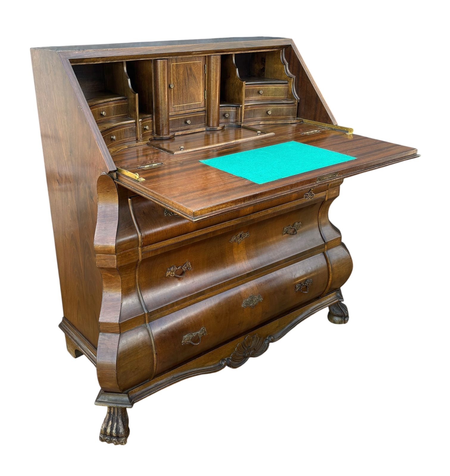 Baroque Style Bombe Secretary Desk, Mid 20th Century