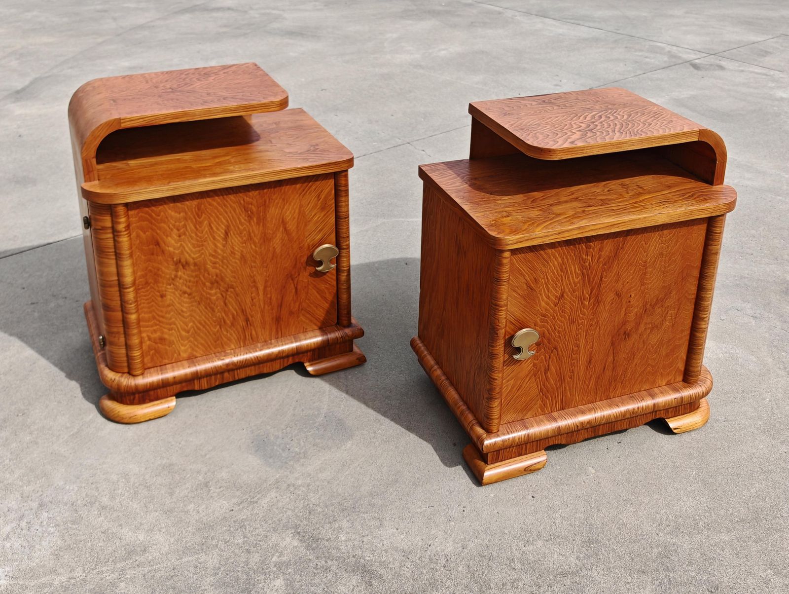 Pair Of Refurbished Art Deco Nighstands In Ash Wood, Austria 1930s photo 3000.0