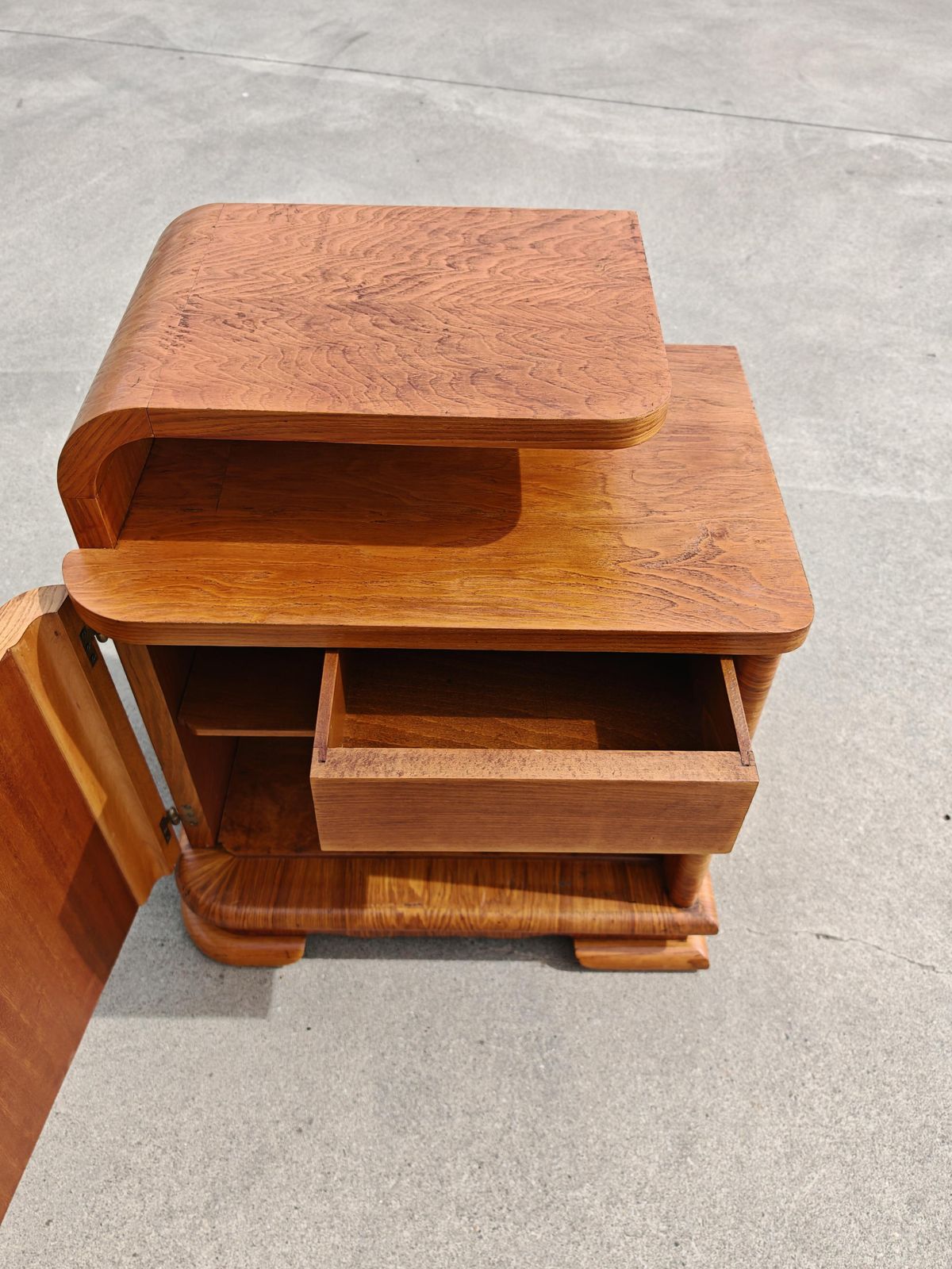 Pair Of Refurbished Art Deco Nighstands In Ash Wood, Austria 1930s photo vinterior