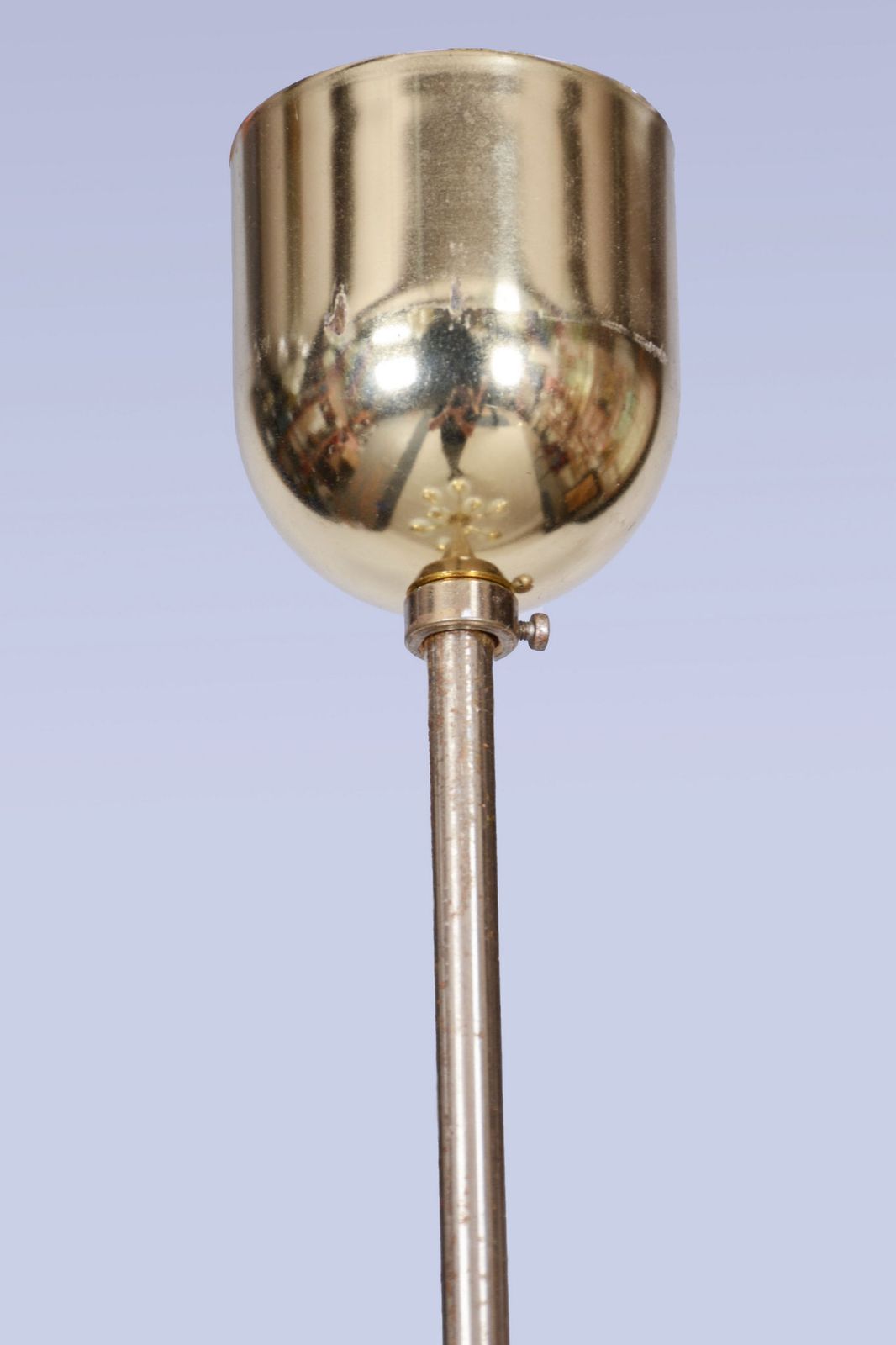 Restored Mid Century Chandelier, Brass, Opaline Glass, Cleaned, Czech, 1950s photo buy