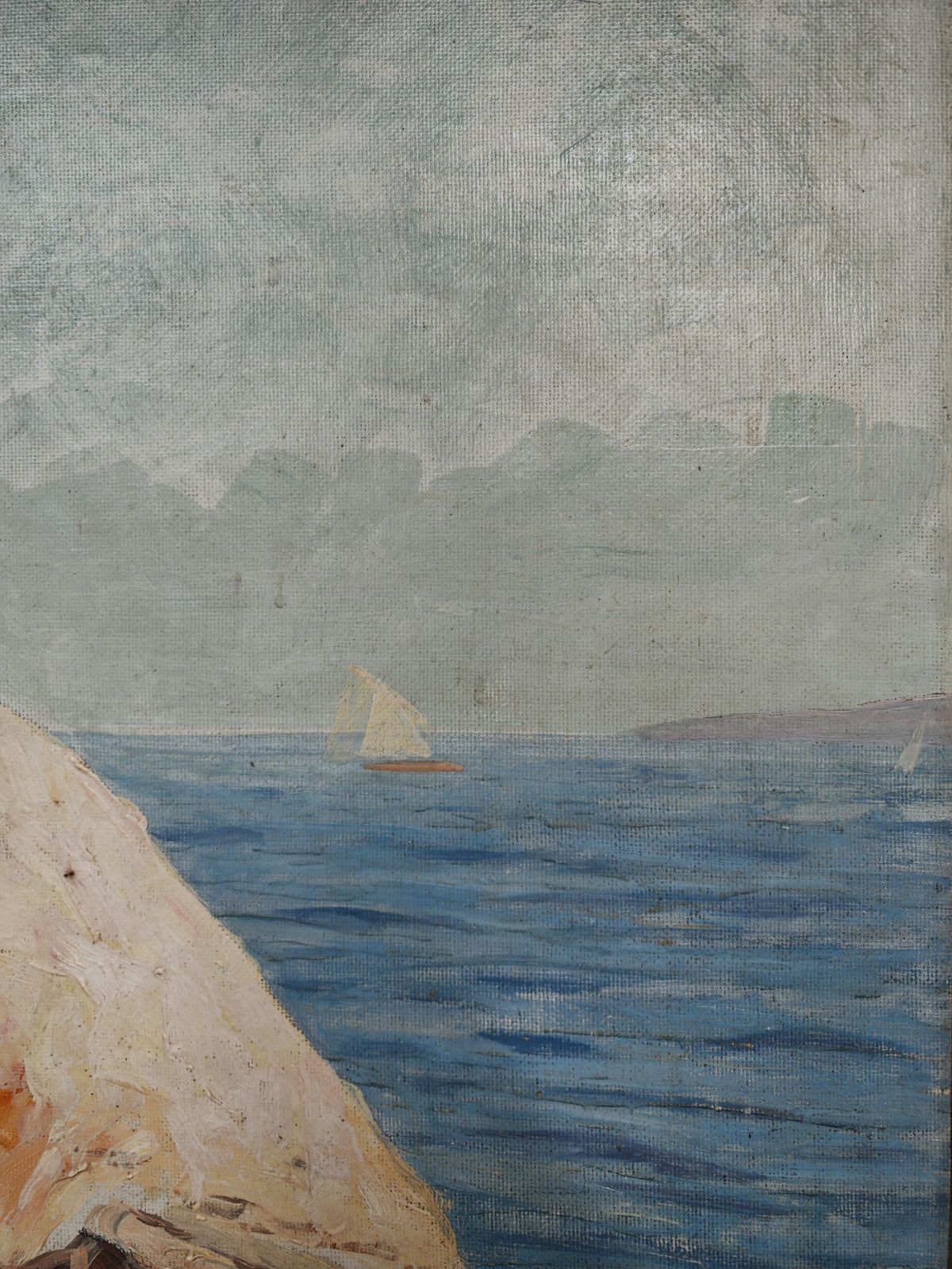"Rab Island", Oil On Hardboard By Bogoslav Vojinović Pelikan, Yugoslavia 1926 photo vinterior