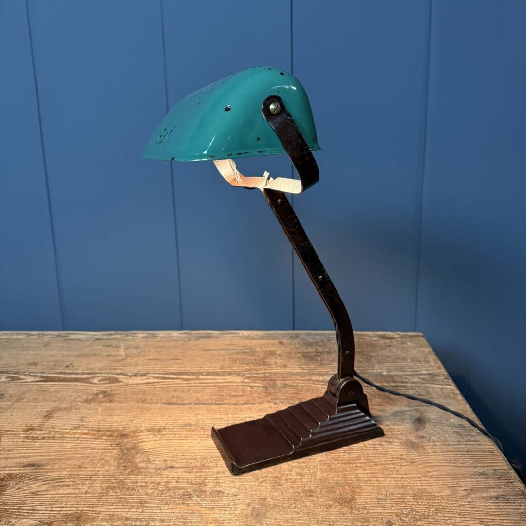 Erpé Bankierslamp Met Turquoise Emaille Kap photo 275.0