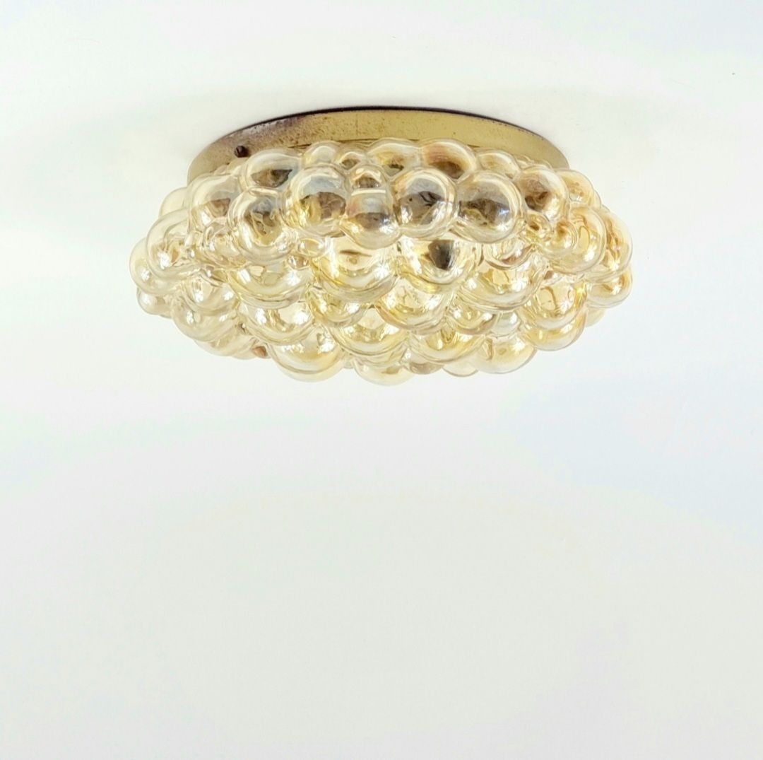 Large Mid Century Modern Amber Bubble Glass Ceiling Light By Helena Tynell For Limburg, Germany, 1960s photo for sale