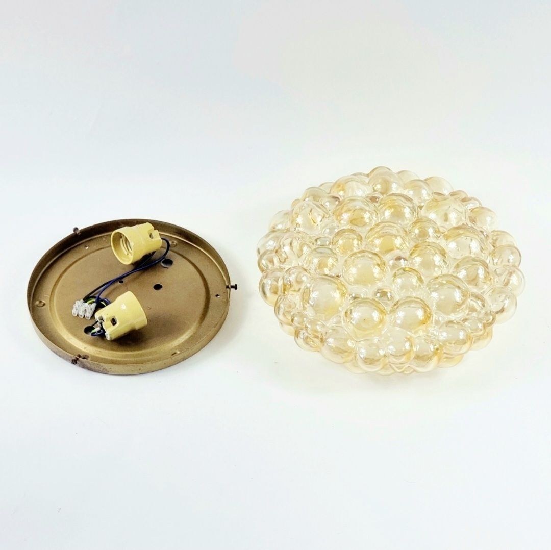 Large Mid Century Modern Amber Bubble Glass Ceiling Light By Helena Tynell For Limburg, Germany, 1960s photo vintage