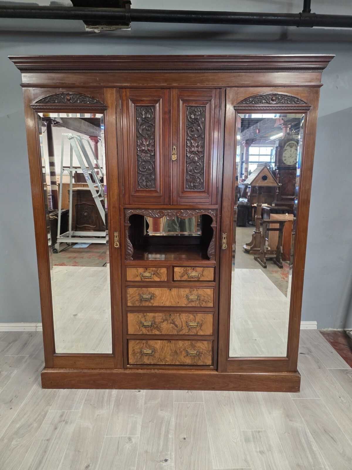 Antique Walnut Late Victorian Princess Combination Wardrobe photo furniture