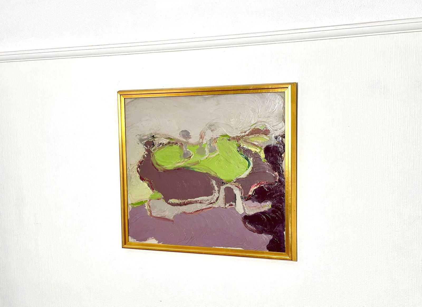 Original Swedish Oil On Canvas – “Waves Of Color” By Rolf Magnusson – Vintage & Framed – 68 × 78 Cm (26.8" × 30.7")