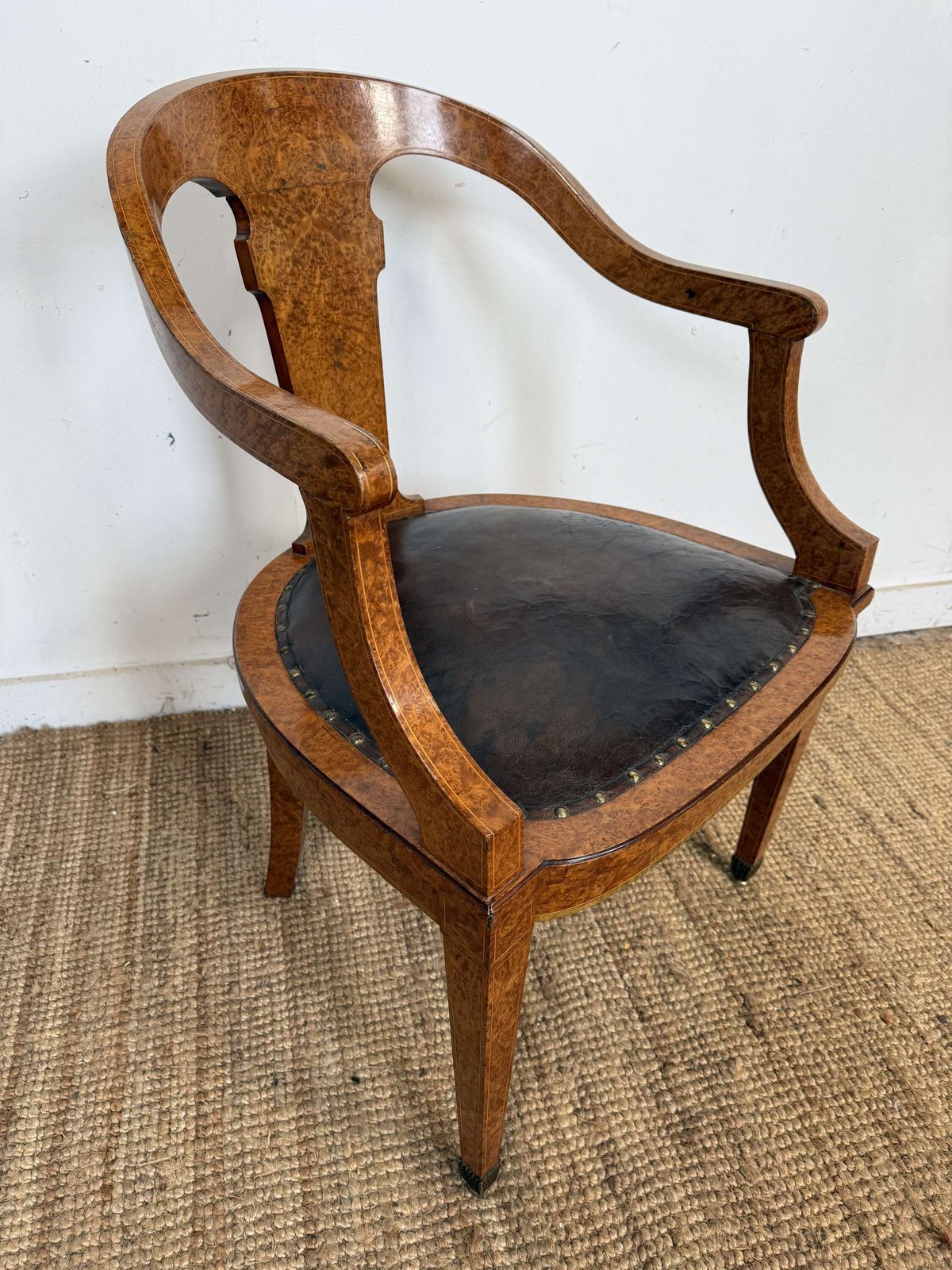 Late 19th Century Burr Elm Desk Chair photo furniture