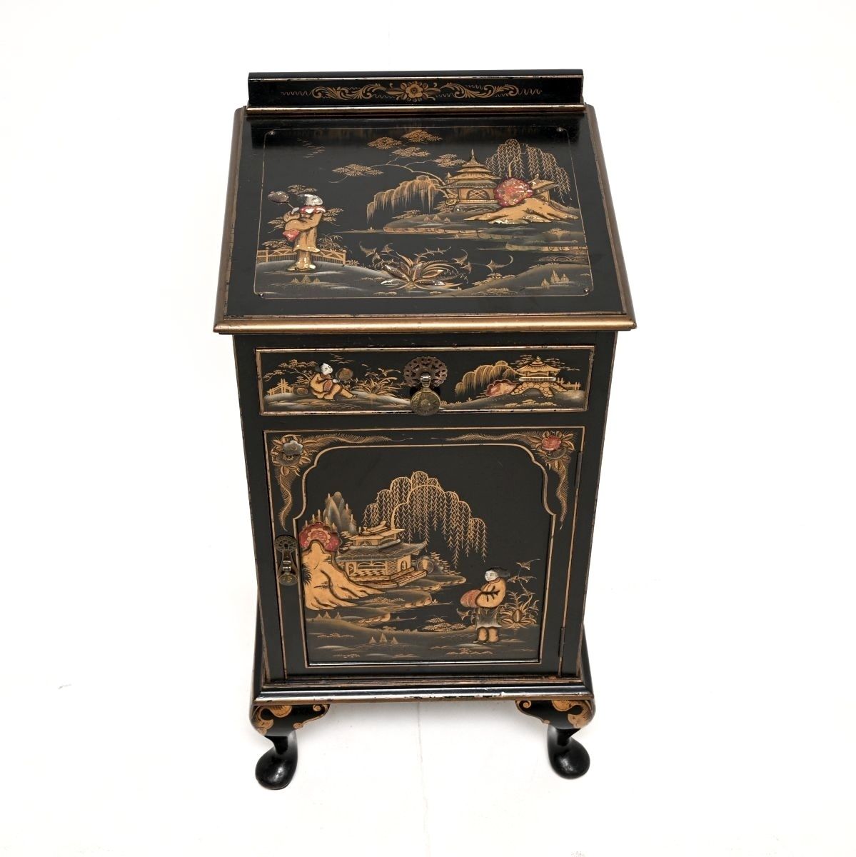 Antique Lacquered Chinoiserie Bedside Cabinet photo for sale
