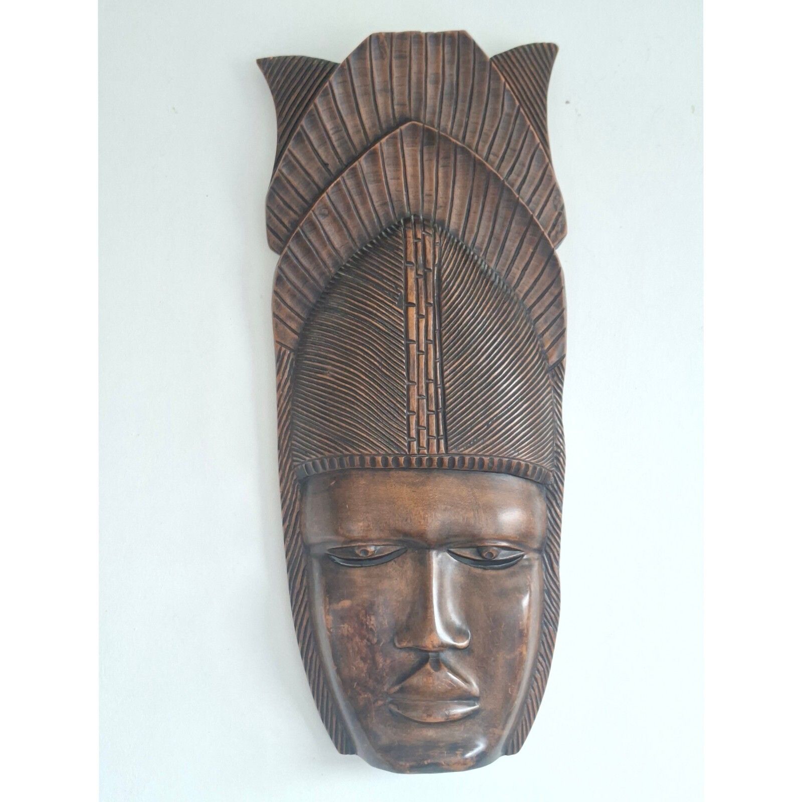 Large African Wall Mask 2.5 Ft Carved Wood Vintage Ethnographic Tribal Decor