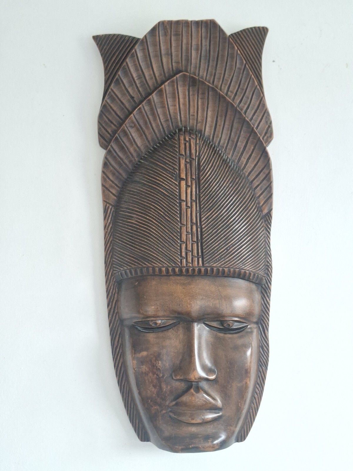 Large African Wall Mask 2.5 Ft Carved Wood Vintage Ethnographic Tribal Decor photo furniture