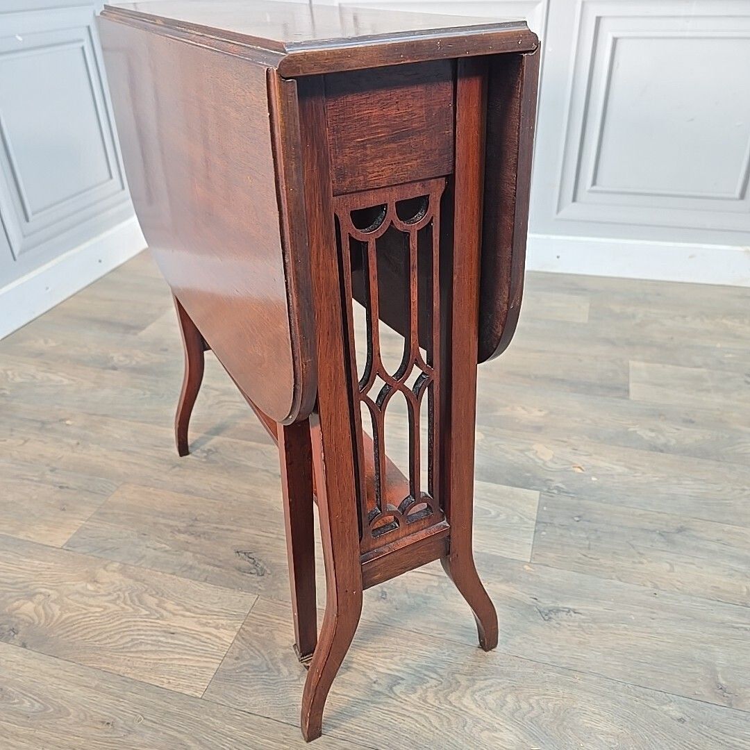 Antique Wooden Sutherland Table   Mahogany Drop Leaf Gateleg Occasional Side photo vintage