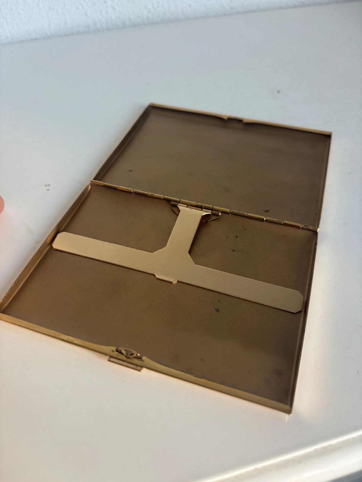 Home Decor Vintage 1960s French Cigarette Case, Gold Plated Box   13 X 10 Cm photo