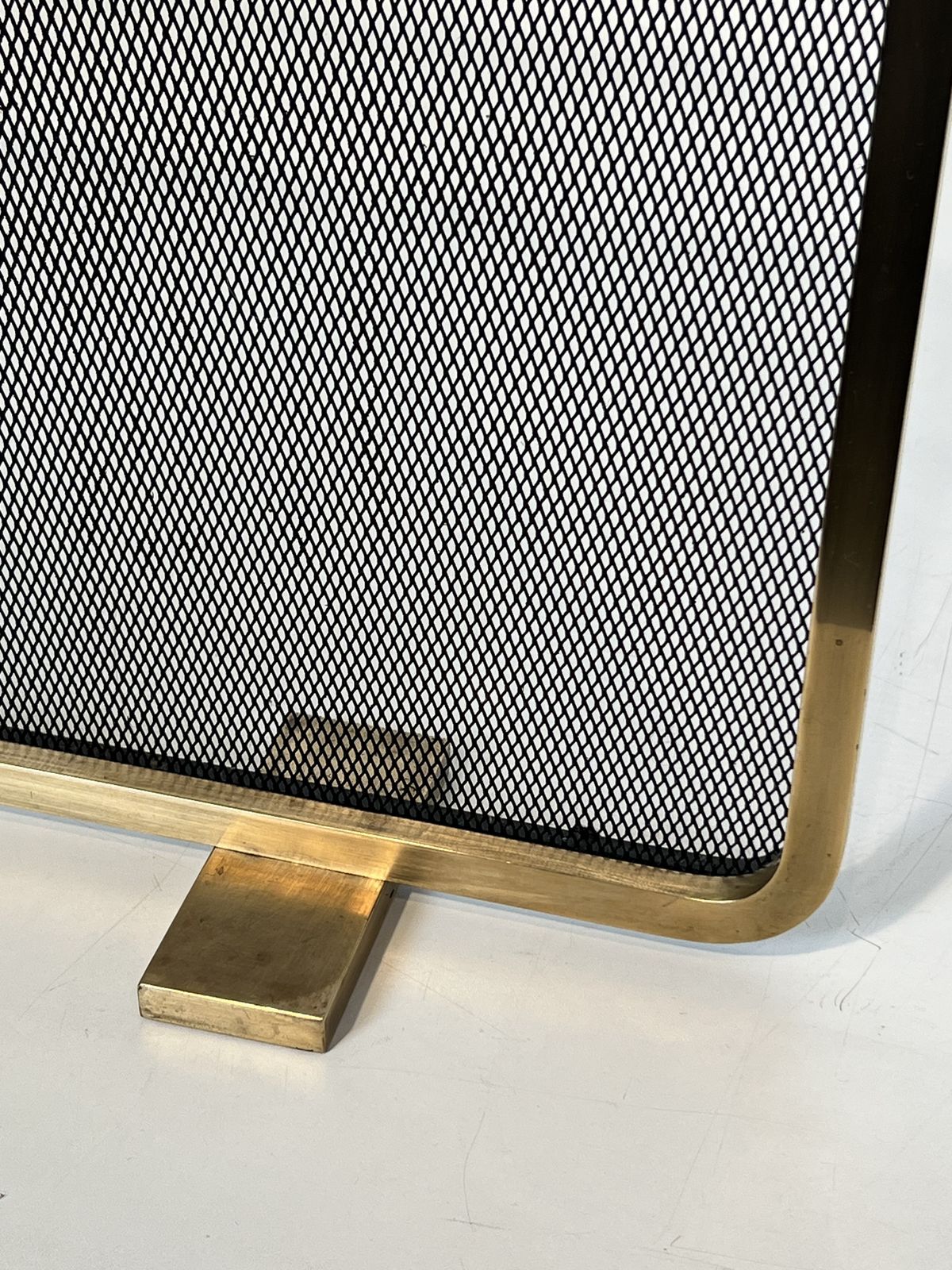 Brass And Wire Mesh Fire Screen photo vintage