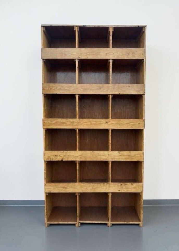Vintage Solid Pine Cube Bookcase Piegon Hole Bookcase Industrial Style photo furniture