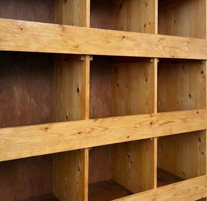 Vintage Solid Pine Cube Bookcase Piegon Hole Bookcase Industrial Style photo 395.0