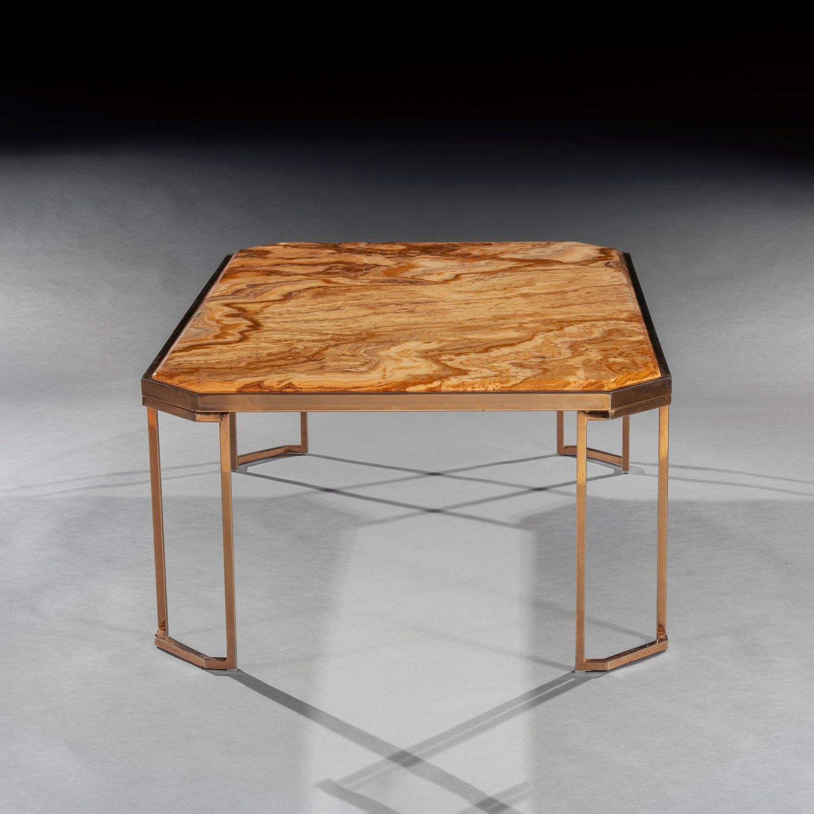 Mid Century Italian Gilt Brass Coffee Table With Onyx Marble Top photo furniture