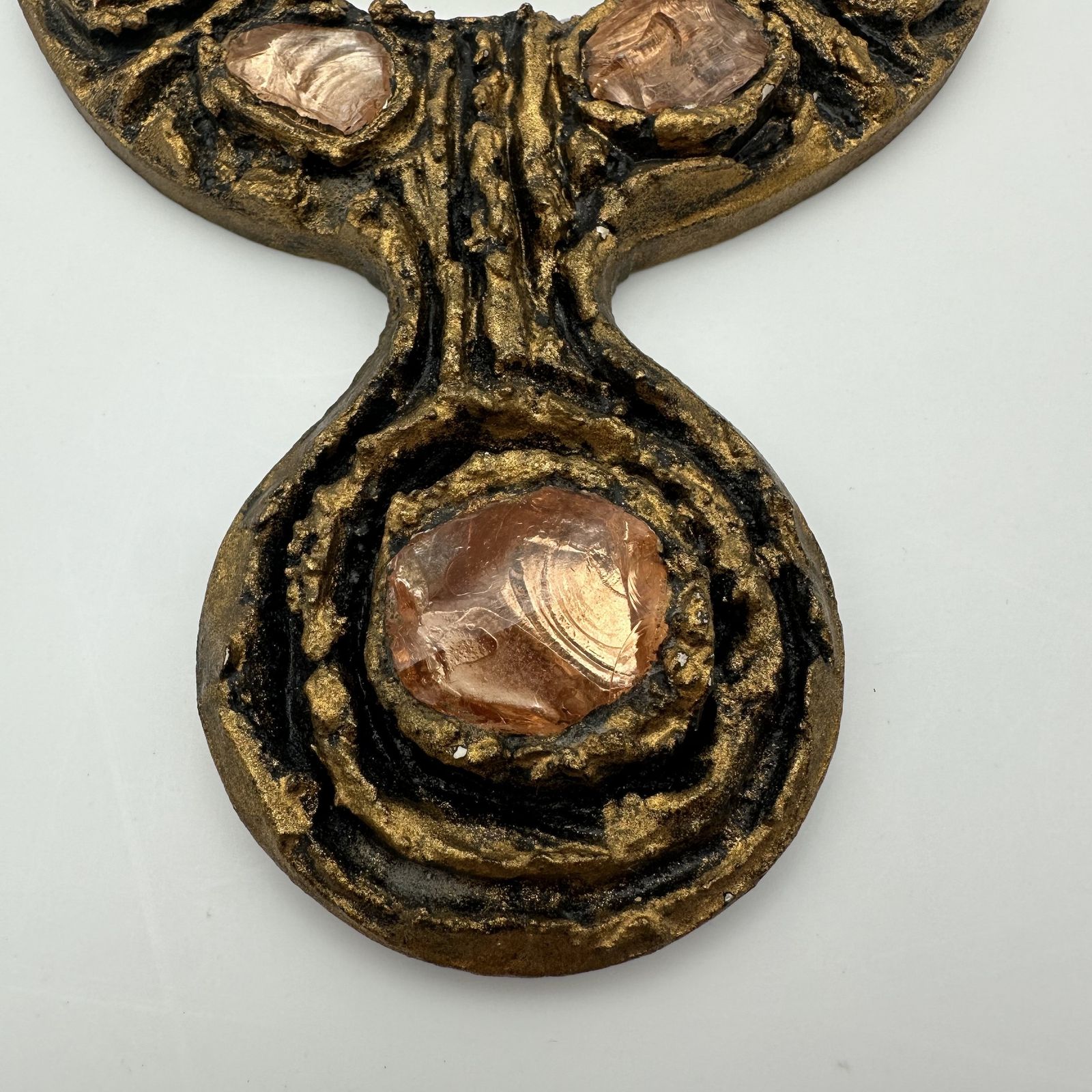 photo for sale Hand Mirror In Gilded Metal, In The Style Of Line Vautrin – Italian Work Circa 1970
