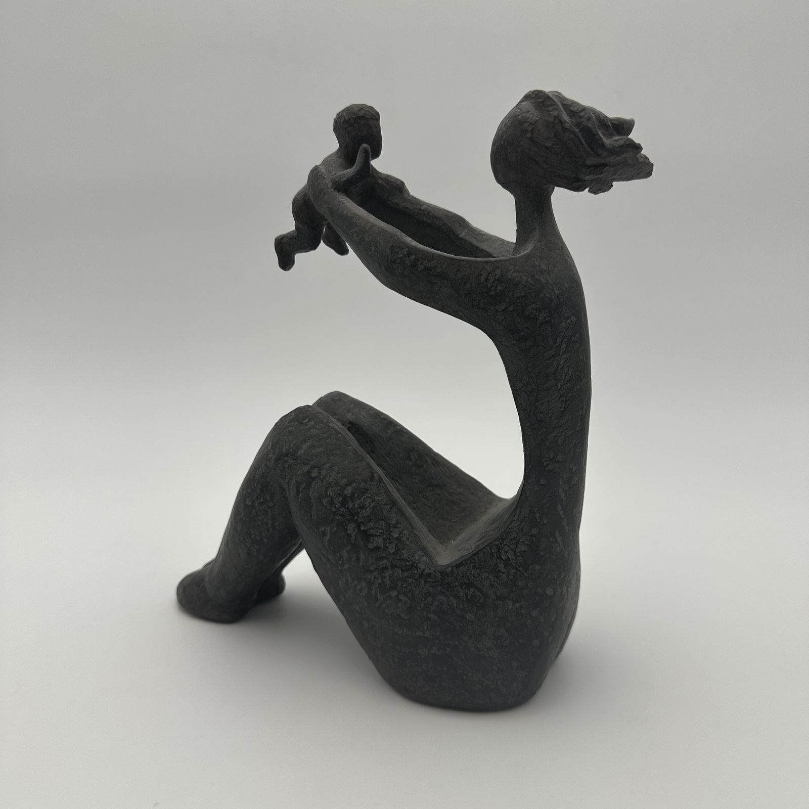 Modernist Ceramic Sculpture Depicting A Woman Carrying A Child – France, Circa 1970 photo vinterior