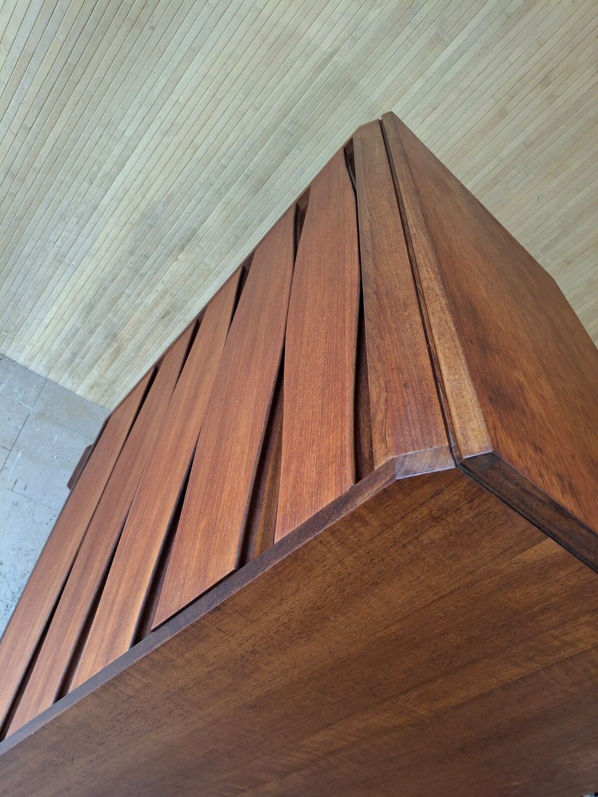 photo buy Fab Mid Century Modern White & Newton Teak Tallboy Chest Of 5 Drawers