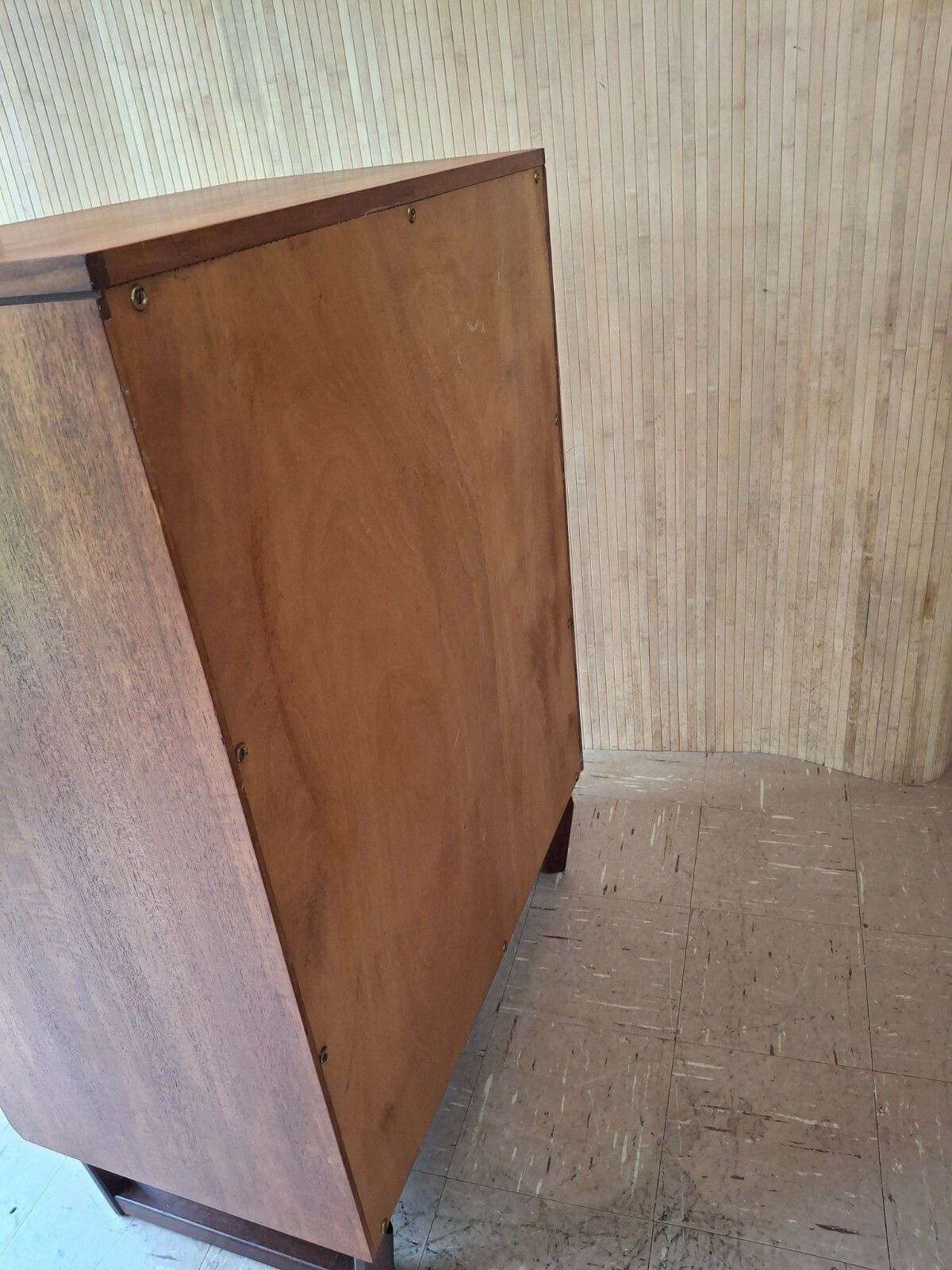 photo vintage Fab Mid Century Modern White & Newton Teak Tallboy Chest Of 5 Drawers
