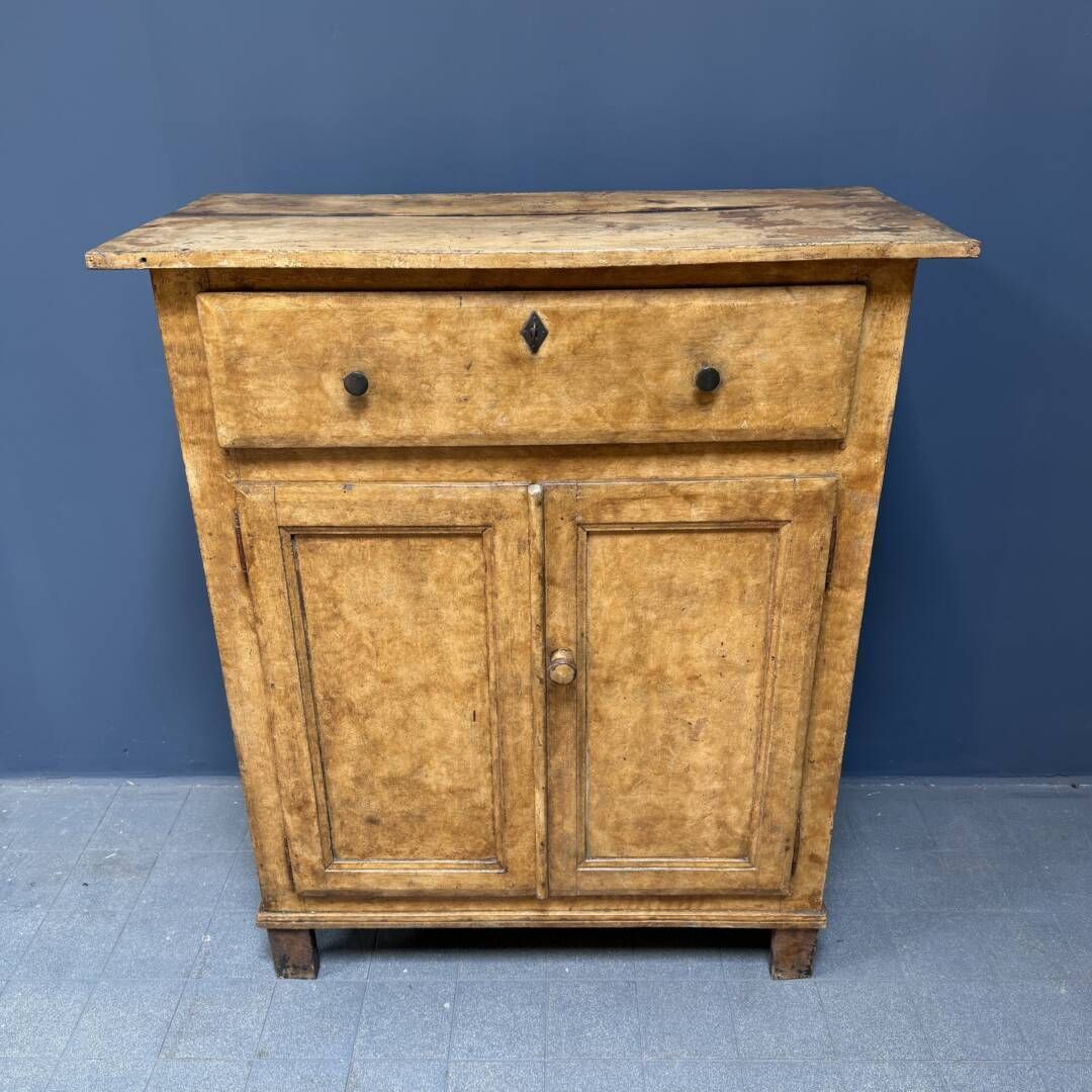 Antique Weathered Ochre Yellow French Farmhouse Cabinet photo for sale