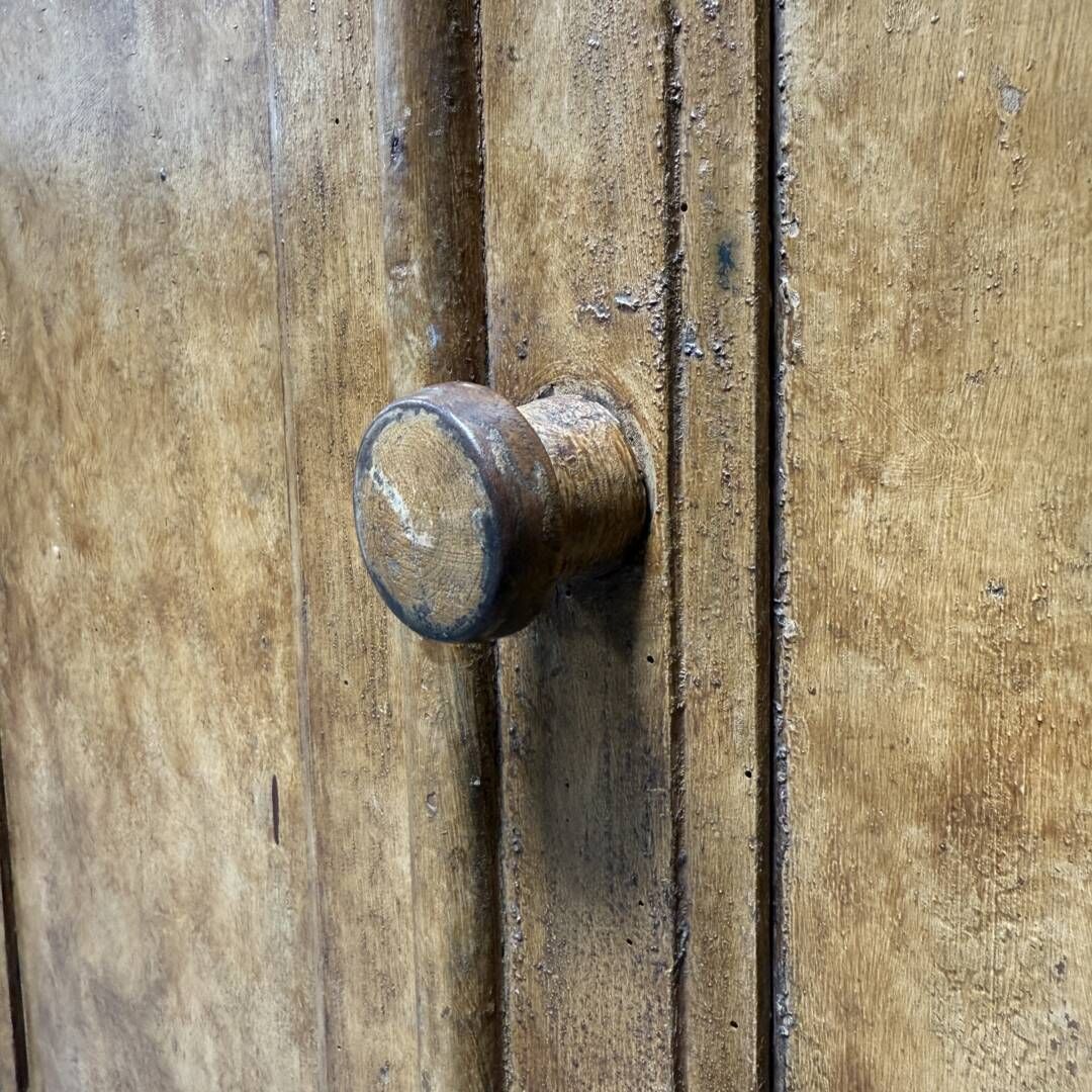 photo for sale Antique Weathered Ochre Yellow French Farmhouse Cabinet
