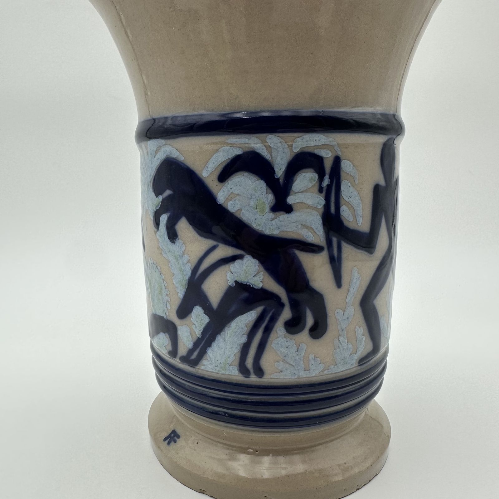 Ceramic Vase With Figurative Decoration Depicting A Hunting Scene – Circa 1930 photo vintage
