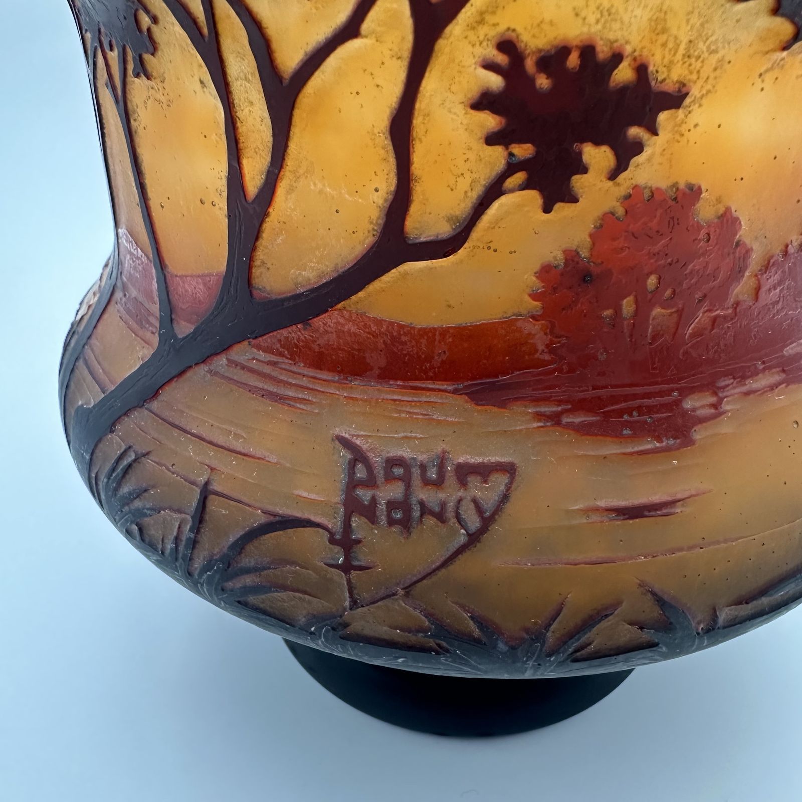 Art Nouveau Cameo Glass Vase – Daum Nancy, France, Circa 1900 photo vintage