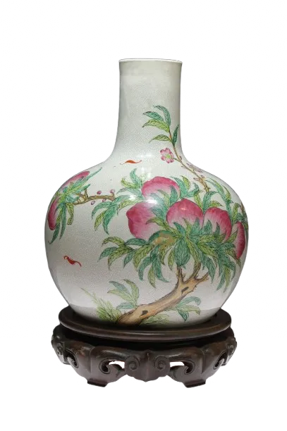 Antique Chinese Qing Dynasty '9 Peaches" Bottle Vase