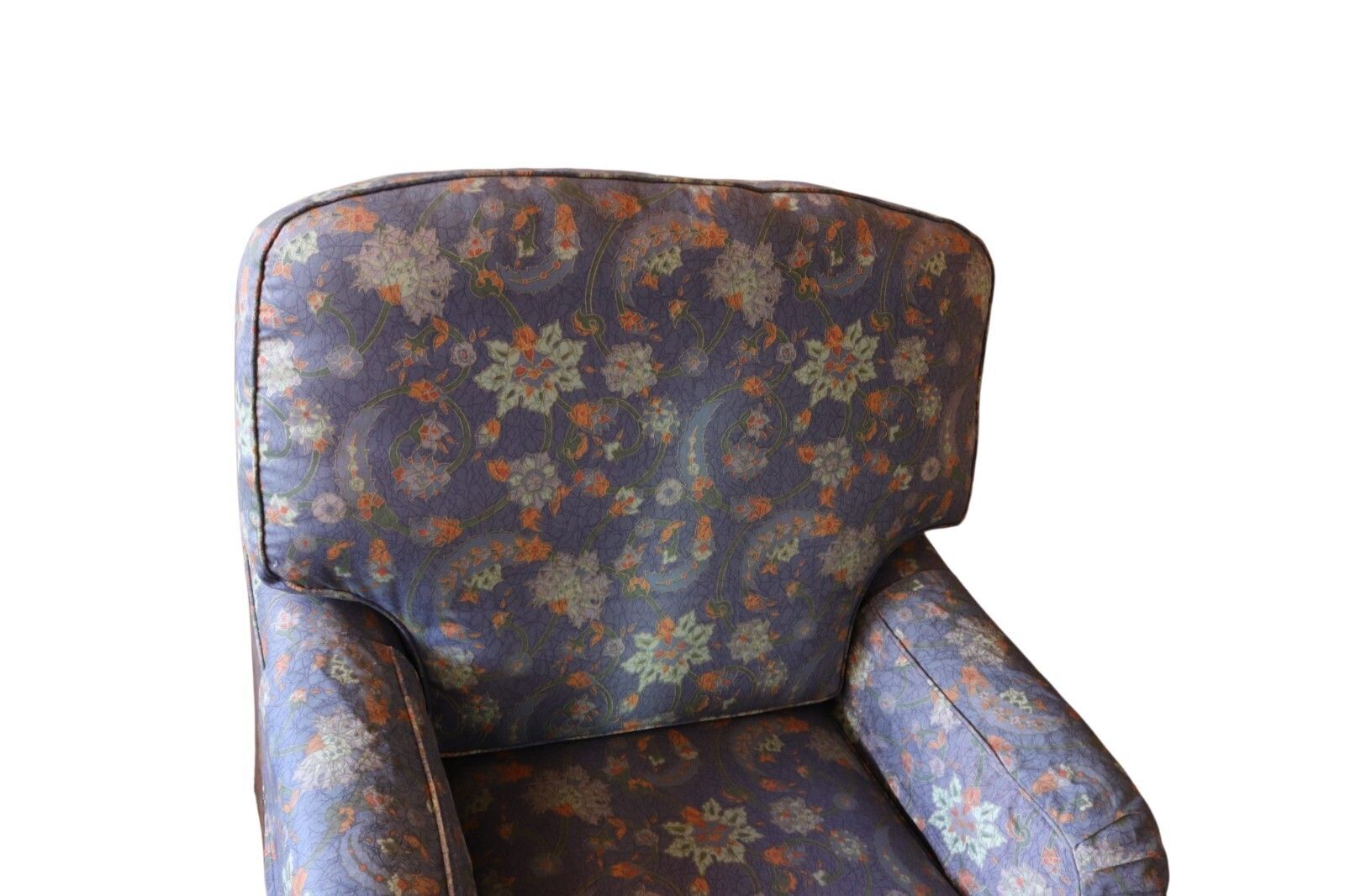 Vintage Multiyork Howard Style Armchair And Footstool   Floral Paisley Blue photo Furniture